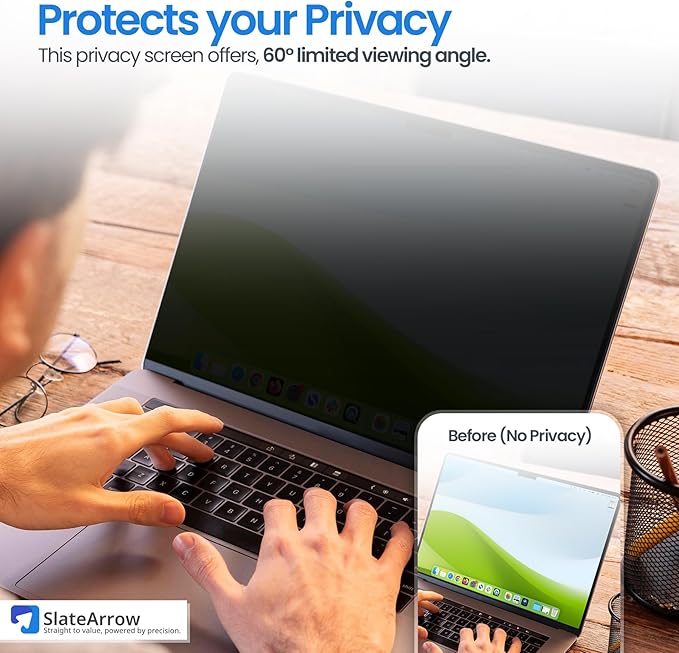 Magnetic Privacy Screen for MacBook Pro 16 inch (2021-2025 M1-M4 Max), Anti-Glare, Blue Light Protector, Scratch Resistant, Removable Laptop Filter Private Shield & Webcam Cover