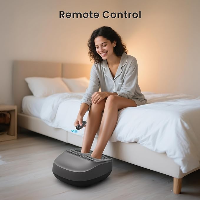 COMFIER Shiatsu Foot Massager with Heat, Electric Feet Massager Machine for Plantar Fasciitis Neuropathy,Gifts for Women,Men,Remote Control,Pause Function,Foot Warmer (Gray)