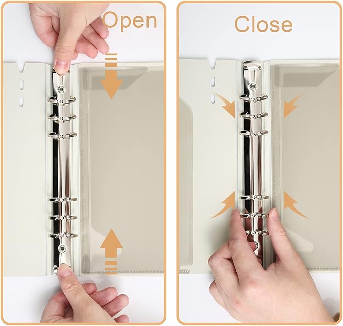 CAGIE A7 Binder 6 Ring Notebook with Dividers Refillable Planner Binder with Pockets, Refill Paper Include Planning Square Ruled and Dotted Pages, 4.13 x 5.71 In, (Light Pink, A7 Hourly&Dot Page)