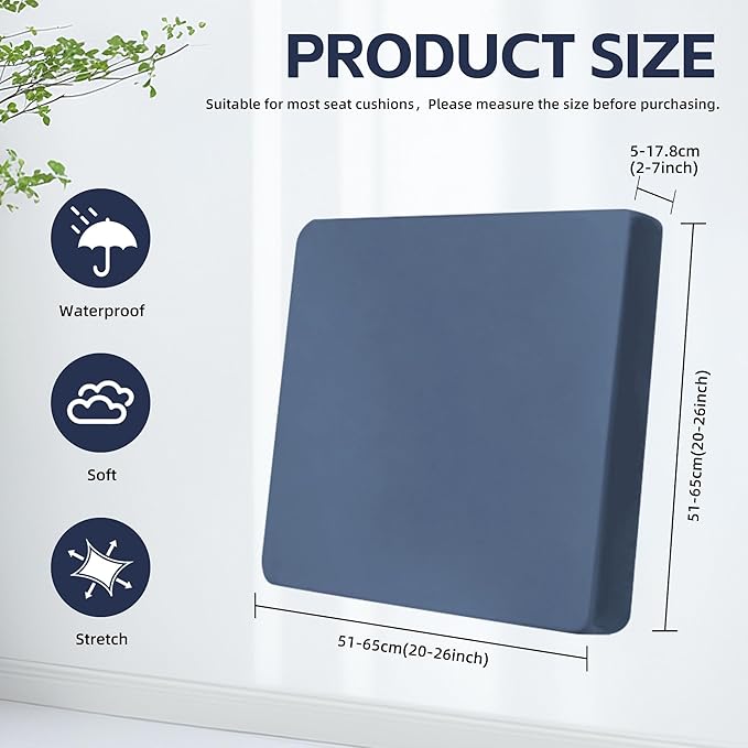 8Pcs Outdoor Cushions Covers Waterproof, Patio Cushion Covers, Stretch Cushion Covers Replacement,Cushion Slipcovers, Furniture Cushion Covers (Grey Blue, 8PCS)