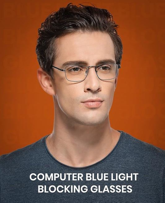 Cyxus Blue Light Glasses for Men Crystal Lens Square Sreen Computer Glasses Tr90 Black Rim UV Blocking Gaming Work Eyeglasses Frame