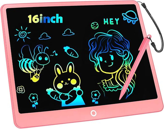 LCD Writing Tablet Doodle Board, 16inch Colorful Drawing Tablet Writing Pad, Kids Travel Essentials, Toddler Toys for 3 4 5 6 7 8 Year Old Girls Boys- Christmas and Birthday Gifts