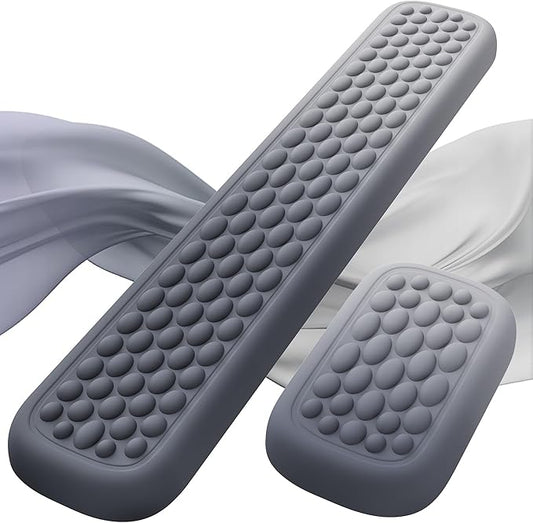 Lekvey Ergonomic Keyboard Wrist Rest, Silky Memory Foam with Massage Points Carpal Tunnel Support Wrist Pad Set for Office/Gaming, Typing Pain Relief, Gray-Black Gradient
