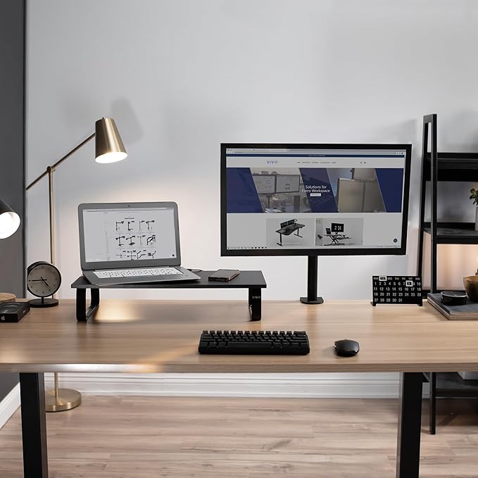 VIVO Monitor and Laptop Stand, 24 inch Desktop Riser, Black, STAND-V000D