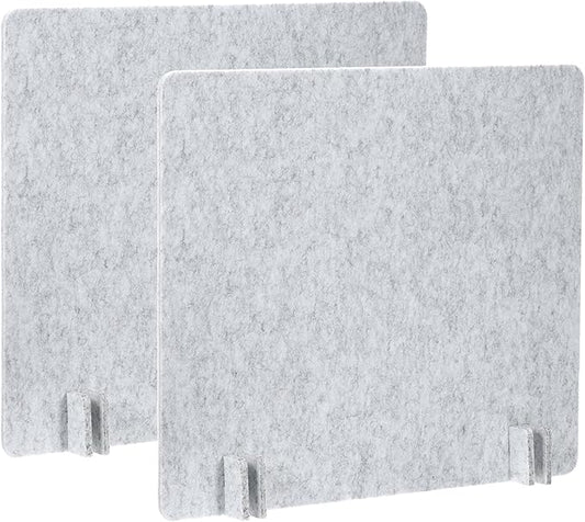 PATIKIL Desk Divider, 2 Set 24 x 24 Inch Acoustic Freestanding Desk Divider Desk Privacy Panel with 8 Pcs Support Feet for Library Office Workstation, Light Grey
