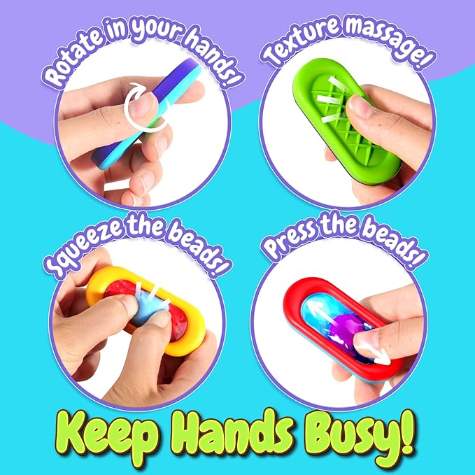 Sensory Marble Fidget for Kids Adults- 12 Pcs Gel Filled Autism Sensory Toys, Texture Quiet Fidget for Student Classroom Prize, Silent Stress Squishy Worry Stones, Travel Road Trip Activities