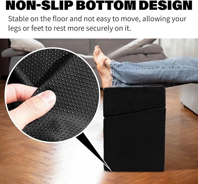 Adjustable Foot Rest Under Desk with 3 Adjustable Heights High-Density Foam Ergonomic Footrest for Office, Home, Travel Airplane, Removable Washable Cover for Back Pain Relief Posture Support (Black)