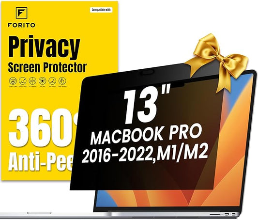 F FORITO 360° Privacy Screen Protector Compatible with MacBook Pro 13 inch (2016, 2017, 2018, 2019, 2020, 2021, 2022, M1, M2), Anti Peeping, Anti Glare and Scratch Resistant Laptop Privacy Screen