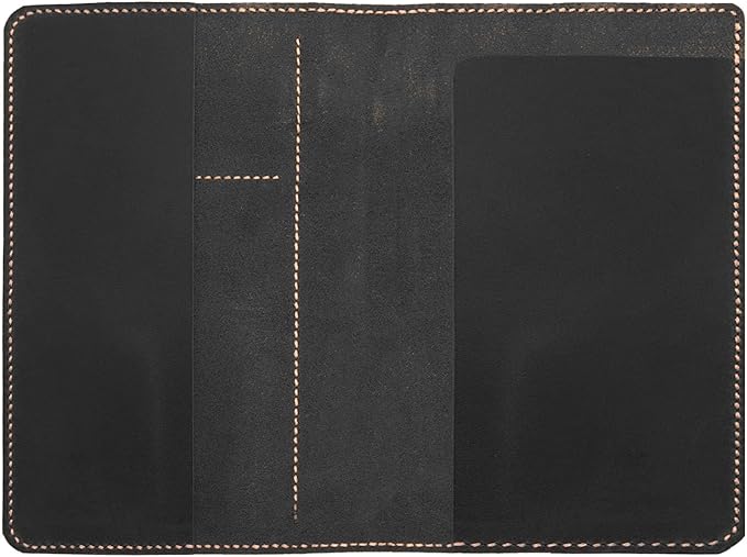 Genuine Leather Notebook Notepad Cover for TOPS The Legal Pad Writing Pads Docket 5" x 8" Cover, retro real leather portfolio folder cover organizer (Black)