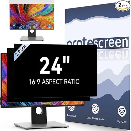 [2-Pack] 24 Inch Computer Privacy Screen Filter for 16:9 Widescreen Monitor, Removable Eye Protection Anti Glare Blue Light Filter Privacy Shield, Anti Spy Screen Protector Film 24 in