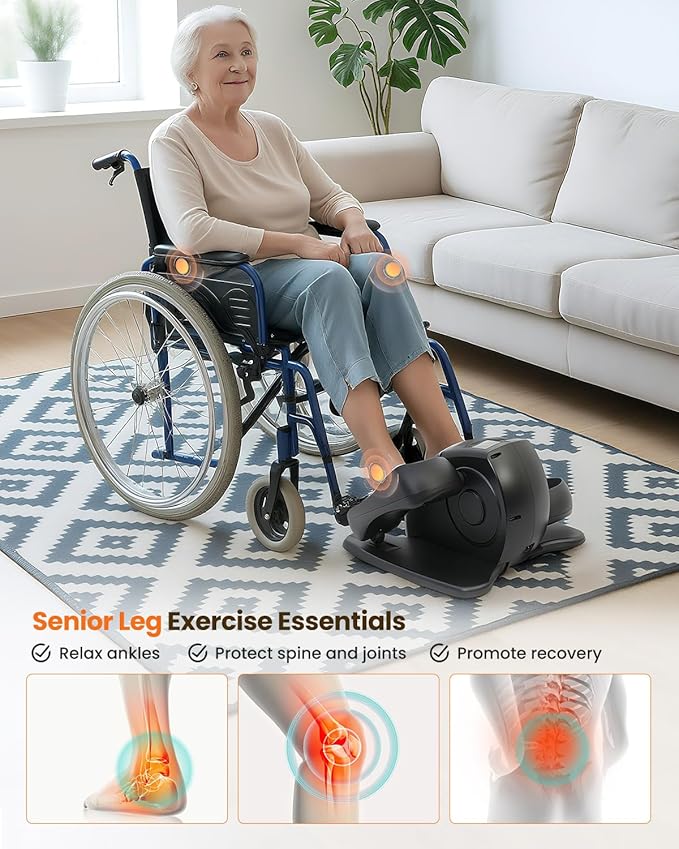 Under Desk Elliptical Machine, Ellipse Leg Exerciser as Seen on TV with Remoter, Quiet Electric Seated Pedal Exerciser, Mini Leg Exercise While Sitting for Seniors, Manual & Auto Mode for Home Office