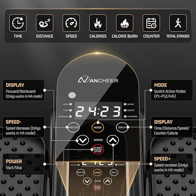 ANCHEER Under Desk Elliptical Machine, Electric Seated Pedal Exerciser Machine with 12 Adjustable Speed, Quiet & Portable, LCD Display Monitor, Remote Control, Leg Exerciser for Home Office