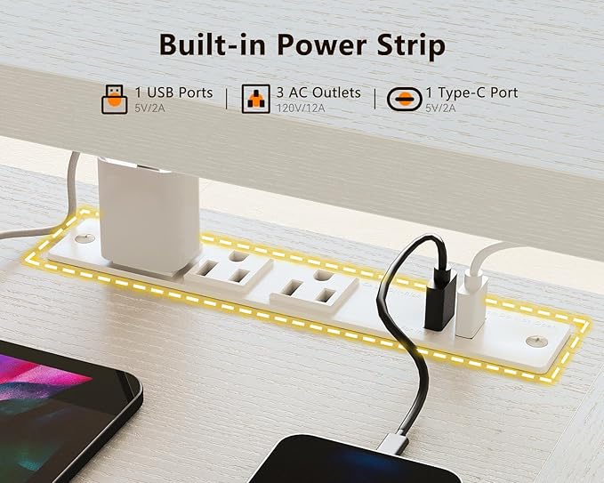 AODK Electric L Shaped Standing Desk, 59 Inch Height Adjustable Stand Up Desk with Power Outlets ＆ Full Monitor Stand, Reversible Corner Desk for Home Office ＆ Computer Workstation, White