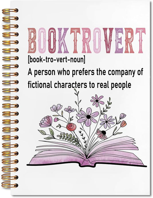 Booktrovert Definition Reading Spiral Notebook 5.5x8.3, Book Lovers Gifts, Gifts for Bookish Readers Lovers Women, Book Floral Journal Notebooks for Note Taking