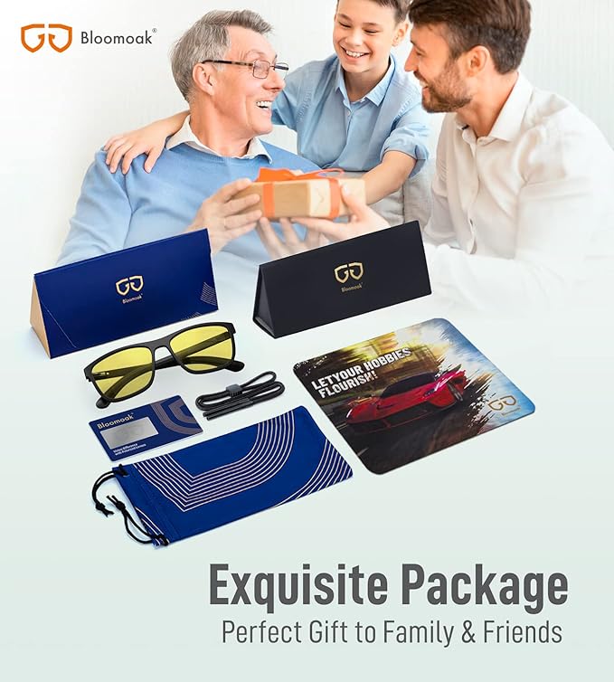 Bloomoak-99% Blue Green Light Blocking Glasses - Gaming Glasses - Anti Glare - Anti Fatigue -Suitable for Screens, Games, TVs