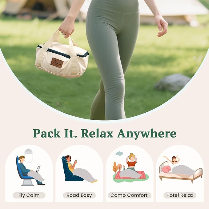 ZonLi Weight Lap Blanket 7 lbs 43" x 52", Soft Cotton Small Weighted Blanket for Adults, Portable Weighted Blanket for Sleeping, Travel, All-Season Relax Blanket, Machine Washable,Light Gray