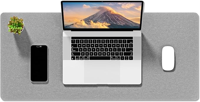 Auhoahsil Felt Desk Mat, Minimalist Large Mouse Pad XL 31.5 x 11.8 in, Desk Matt for Desktop, Keyboard, Laptop, Computer, Office, Work from Home, Gaming, Light Gray