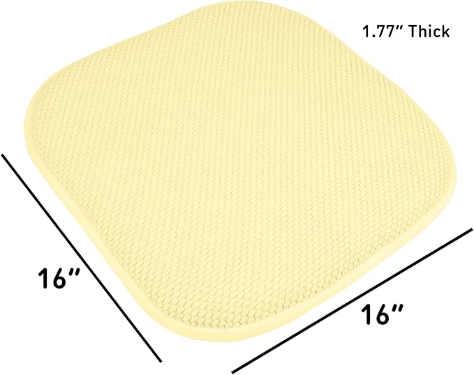Sweet Home Collection Chair Cushion Memory Foam Pads Honeycomb Pattern Slip Non Skid Rubber Back Rounded Square 16" x 16" Seat Cover, 12 Pack, Yellow