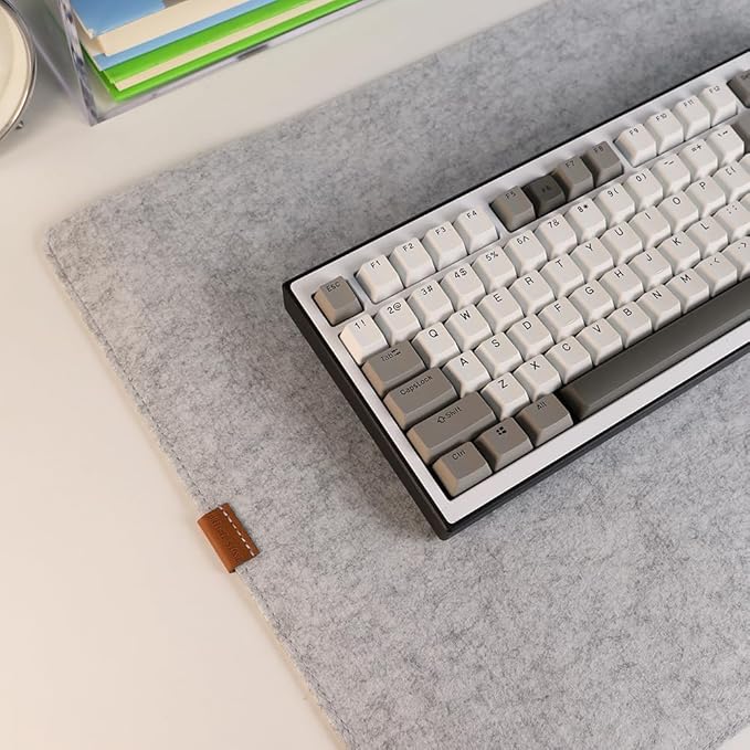 Bright Stone Felt Desk Mat,Non-Slip Mouse Pad, 35.4"x15.7" Office Supplies Desk Protector, Desk Accessories for Home and Office (Light Gray)