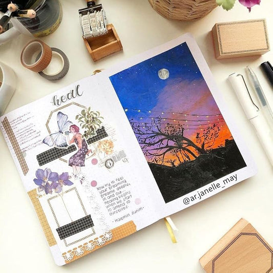 Dotted Notebook Journal 180GSM Bamboo Thick White Paper 160 Pages 5 * 5MM Dot Grid, Lay Flat Binding,Colored Silver Edges, Bookmarks and Expandable Back Pocket (BKP-2)