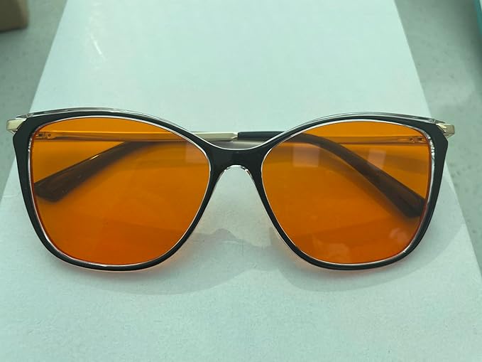 Bloomoak Cat-Eye Blue-Light Glasses | 99% Filter Amber Lens |Oversized frames Make you Look Younger| Sleep & Gaming