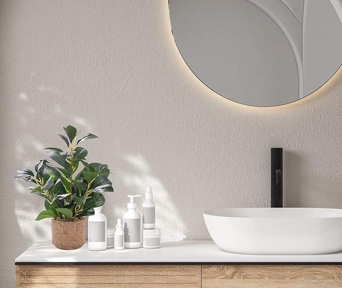 12.6" Fake Plants in Brown Ceramic Vase Real Looking and Touching Evergreen Ficus Leaf Faux Plant Indoor for Book Shelf Bathroom Office Desk Kitchen Counter Bedroom Small Space Artificial Plant Decor