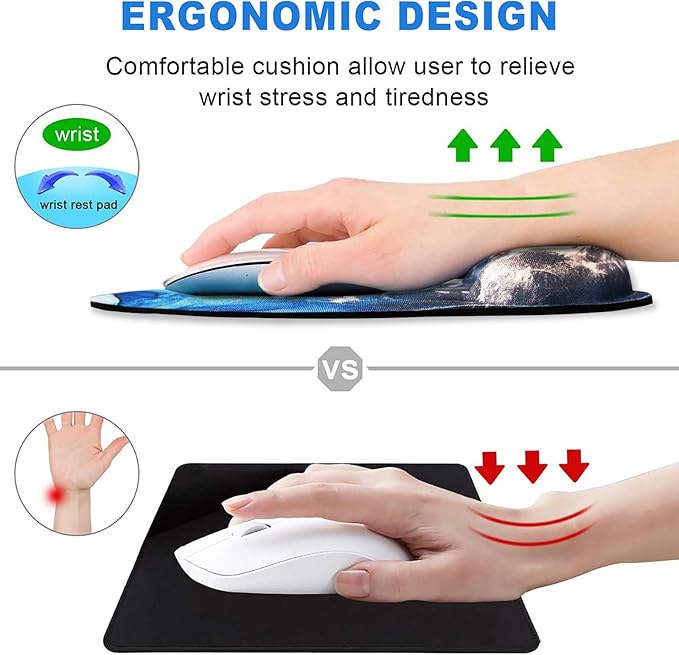 ToLuLu Mouse Pad Wrist Rest Support, Gel Mouse Pads with Non Slip Rubber Base Memory Foam Mousepad, Mouse Wrist Rest Pad for Laptop Computer Home Office Working Gaming Pain Relief, Blue Grey Marble