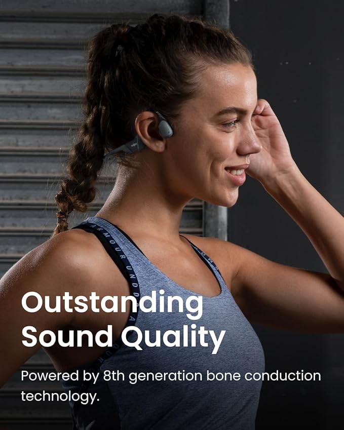 SHOKZ OpenRun (AfterShokz Aeropex) - Open-Ear Bluetooth Bone Conduction Sport Headphones - Sweat Resistant Wireless Earphones for Workouts and Running - Built-in Mic, with Headband