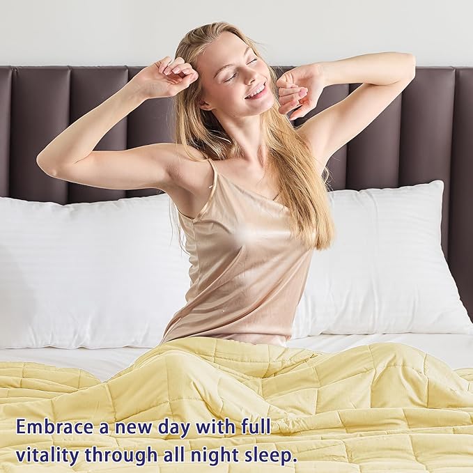King Size Weighted Blanket for Adults (20 lbs, 80” x 87”, Yellow) Cooling Heavy Blanket for Sleeping Perfect for 190-210 lbs, Breathable Blanket for Adults & Couple All Season, Machine Washable