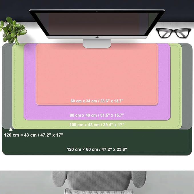 Leather Desk Pad Protector, Desk Mat, Large Mouse Pad, Non-Slip Desk Blotter, Office Laptop Desk Pad, PU Leather Desk Writing Pad for Office and Home (Dark Purple, 31.5" x 15.7")