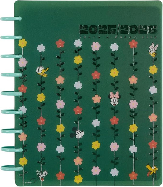 Happy Planner Disney Disc-Bound 12-Month Academic Planner, July 2025-June 2026 Planner, 3 Extra Months, 2 Sticker Sheets, Classic Size, Teacher Layout, Mickey Mouse & Friends Theme, Current Classroom