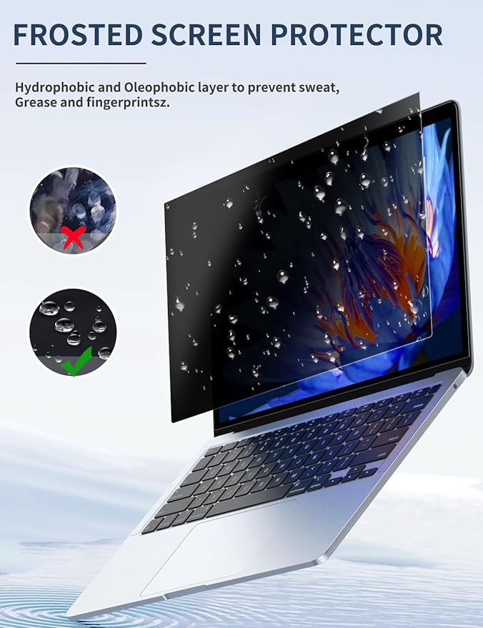 Seorsok 15.6 Inch 360°Laptop Privacy Screen Filter,Anti Peeping Anti Blue Light Anti-Fingerprint Laptop Privacy Protector,Compatible with 15.6" with 16:9 Aspect Ratio HP/Lenovo/Dell/Acer/ASUS