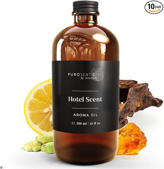 PuroSentido Hotel Signature Aroma Oil (500 ml) - Luxury Essential & Fragrance Oil for Diffusers and Humidifiers, Creamy Coconut, Warm Cashmere, Cool Spices & Sandalwood Home & Hotel Scent
