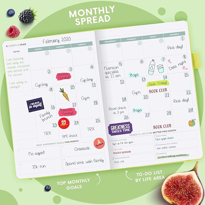 Clever Fox Wellness Planner - Weekly & Daily Health and Wellness Log, Food Journal & Meal Planner Diary for Calorie Counting, Notebook for Medical Condition Tracking, A5-Sized - Neon Yellow