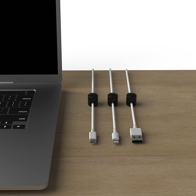 Cable Anchors for Desk Organization Black | Premium Aluminum Cord Organizers | Charger + Cable Management Clips for Home & Office | Stylish, Sturdy, & Functional | (3 Pack)