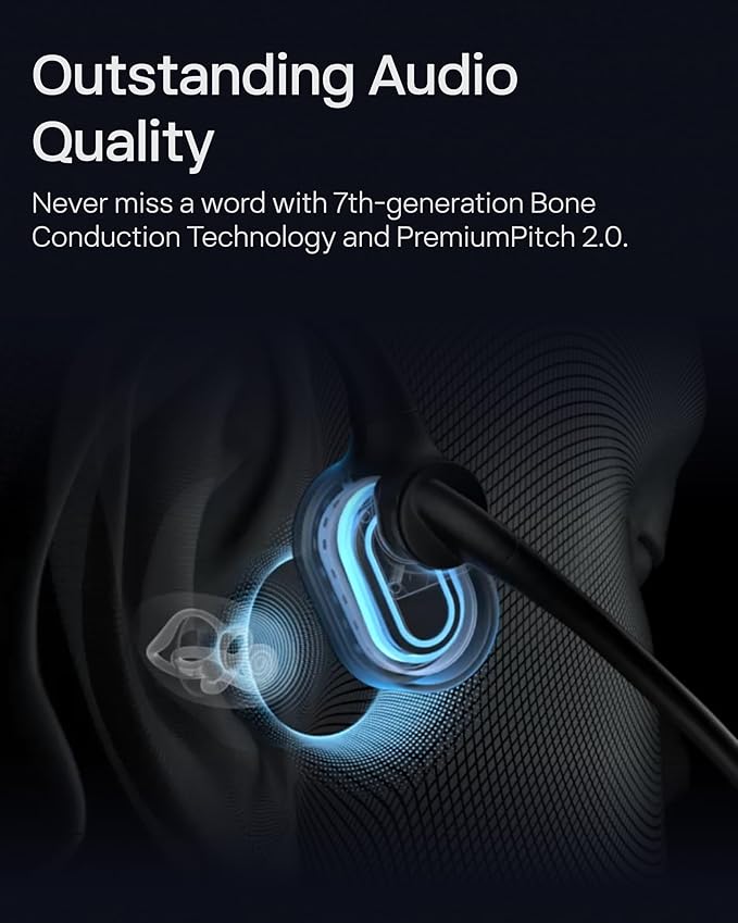 OpenComm2 UC 2025 Upgrade - Open-Ear Wireless Computer Headset with Boom Mic, Bone Conduction Bluetooth Stereo Headphones, USB-C Dongle Compatible with PC and Mac, Zoom Certified - C120 UC