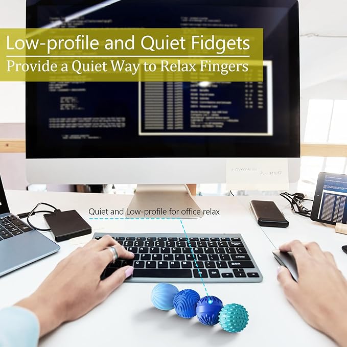 Silicone Magnetic Balls Fidget Toys for Adults & Teens,4PCS Stress Relief Sensory Toys for Autism ADHD Anxiety,Fun Textures Gadgets,Office Desk Toy,Stocking Stuffers for Men Women Teen Gifts