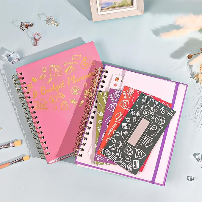 Budget Planner - B5(9.2x7'') Monthly Bill Organizer With Expense Tracker Notebook, Undated Financial Planner Budget Book To Take Control Of Your Money, Large Month Account Book With Pockets (D)