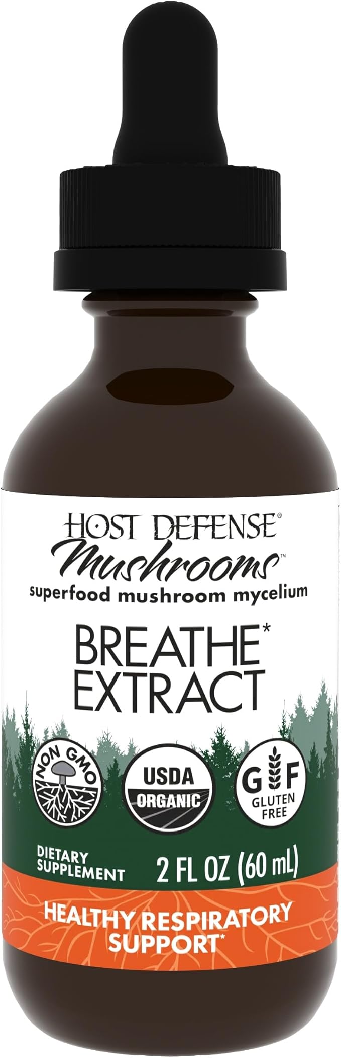 Host Defense Breathe* Extract - Immune & Respiratory Support Mushroom Liquid Supplement - Herbal Lung Health Supplement with Chaga, Reishi & Cordyceps - 2 fl oz (60 Servings)*