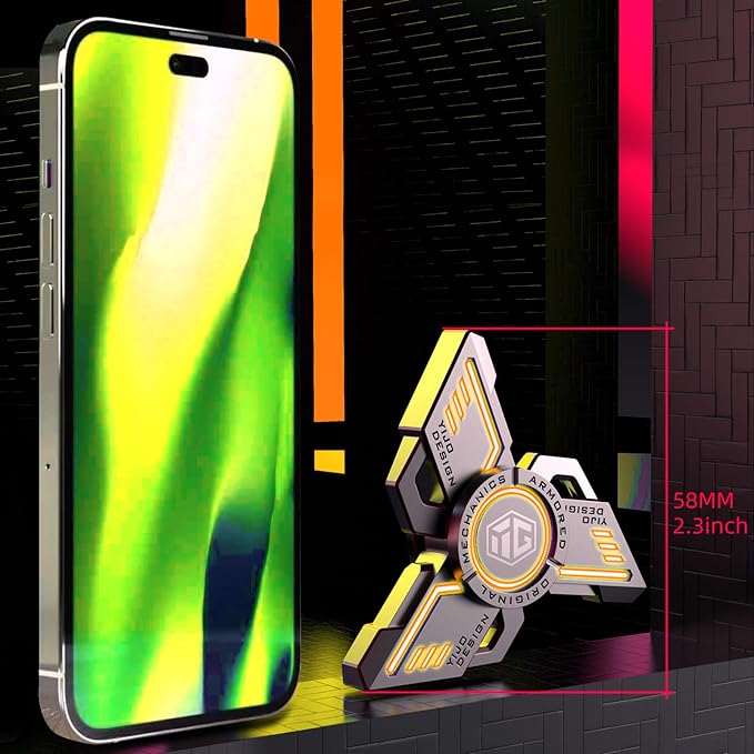 INNÔPLUS Fidget Spinner, Fidget Spinners Cool, Fidget Spinners for Adult, Stress Anxiety ADHD Relief Figets Toy, Fidget Light Up Spinner, Metal Finger Hand Spinner Toy with Luminous Light (Orange)