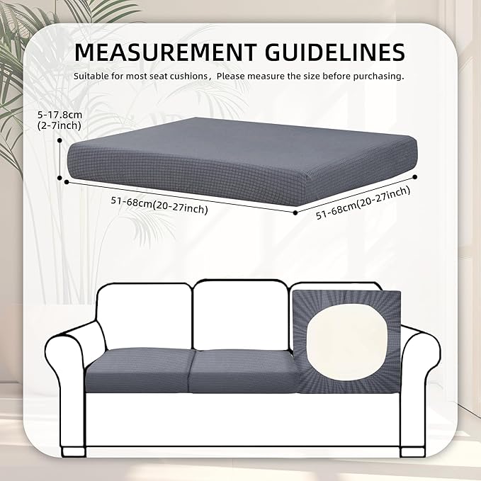 8Pcs Stretch Patio Cushion Covers,Outdoor Couch Covers Replacement,Outdoor Couch & Sofa Slipcovers,for Patio Furniture Cushion Covers,Washable Reusable Furniture Protector (Grey,Cover Only)