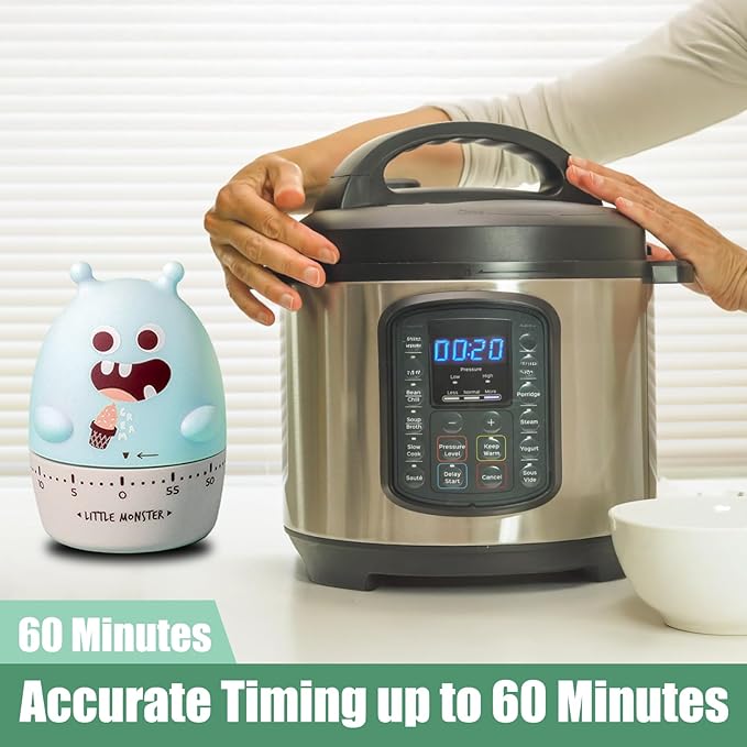 Mechanical Kitchen Timer, Cute Wind Up 60-Minute Manual Countdown for Kids, Classroom, Home, Study and Cooking