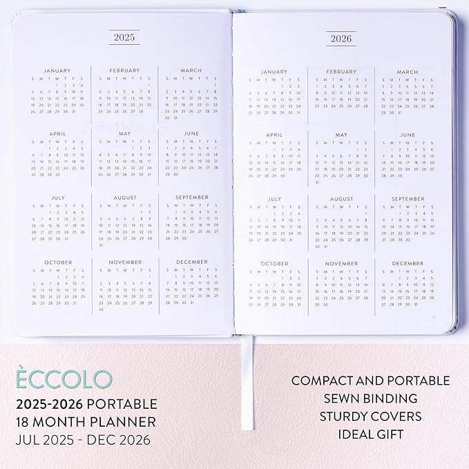 2025-2026 Eccolo 18 Month Bound Planner, Monthly & Weekly Pages (5.25 x 7.75" - July 2025 - Dec 2026 - Dogs)