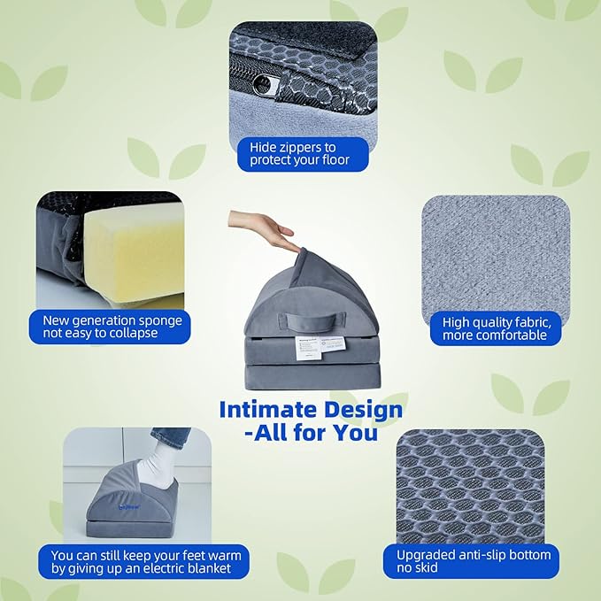 Footrest for Under Desk Ergonomic Comfortable Foot Stool with 2 Adjustable Heights, Suitable for Office, Home Car Foot Rest, Grey