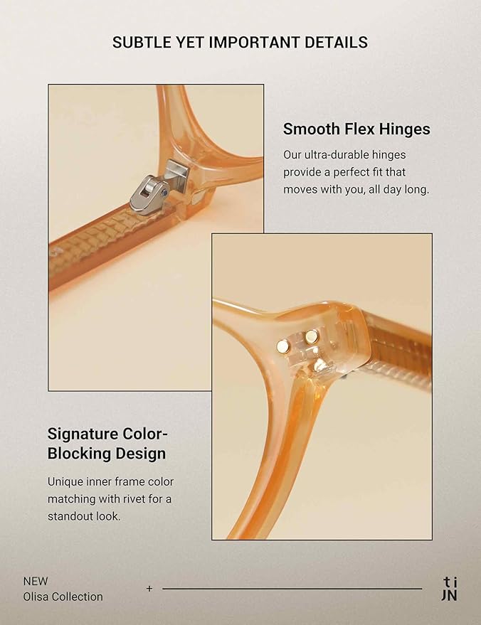 TIJN Olisa Blue Light Blocking Glasses for Women Men,Oval Glasses Frame Bluelight Glasses for Gaming/Computer/Screen