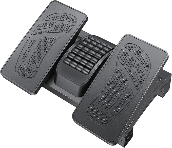 HUANUO Foot Rest Under Desk, Adjustable Ergonomic Footrest for Under Desk at Work or Gaming with Massage Texture and Roller, 20 Degree Tilt Angle Adjustment, Foot Stool for Office, Home