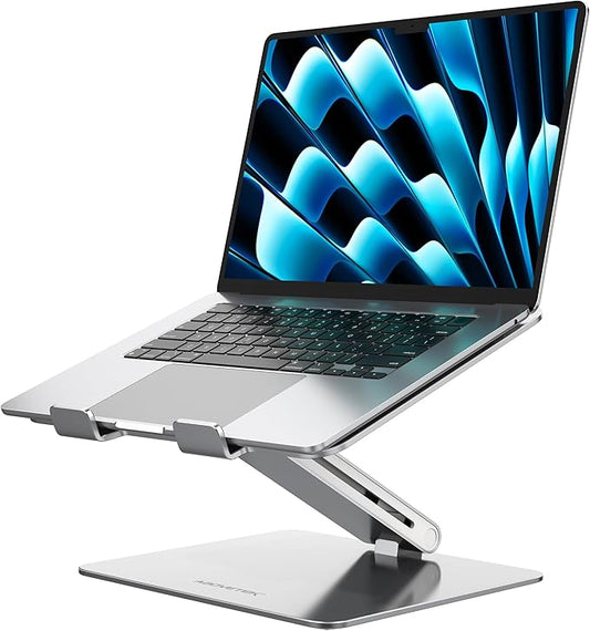 AboveTEK Laptop Stand, Adjustable Portable Computer Riser, Ergonomic Aluminum Notebook Desktop Holder for Desk, Compatible with MacBook Pro, Air, HP, Fits Up to 17 Inch Laptops, Silver