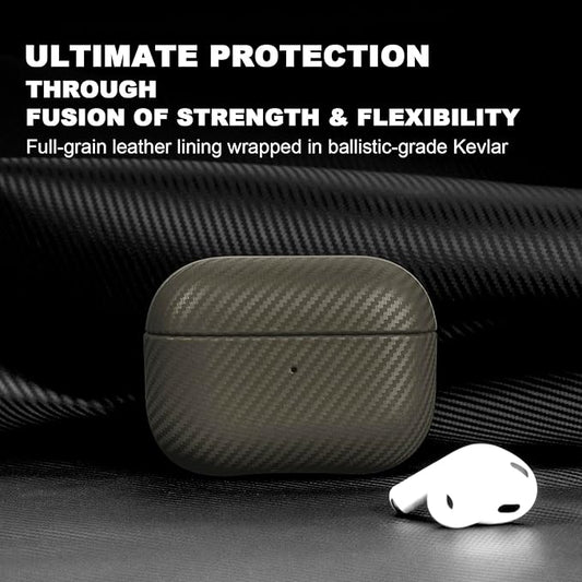 for AirPods Pro 2 Case Cover, Luxury Modern Striped Carbon Fiber Kevlar Leather Earphones Protective Case Compatible with AirPod Pro 2 (2nd Generation) (Gray, for AirPods Pro 2)