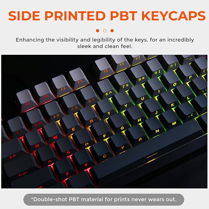DAREU EK75PRO Wireless Gaming Keyboard,75% RGB Hot-Swappable Creamy Mechanical Keyboard with Knob,2.4Ghz/BT5.1/USB-C Connectivity, Gasket Mount,Side Printed PBT Keycaps, Linear Switch for Win/MAC