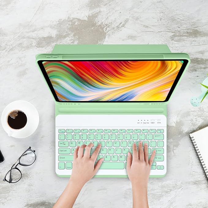 iPad Pro 12.9 inch Case with Keyboard for iPad 12.9-inch 4th/5th/3rd Generation 2020/2021/2018 with Smart Magic Wireless Keyboard - Bulit-in Pencil Holder - Auto Sleep/Wake Function, Green
